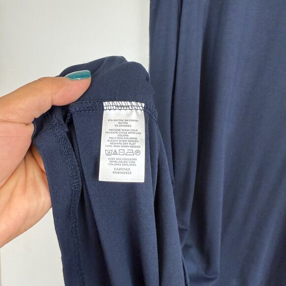 NWT LOFT Sleeveless A-Line Mini Dress Navy Blue Stretch - PS Petite Small - Picture 4 of 8